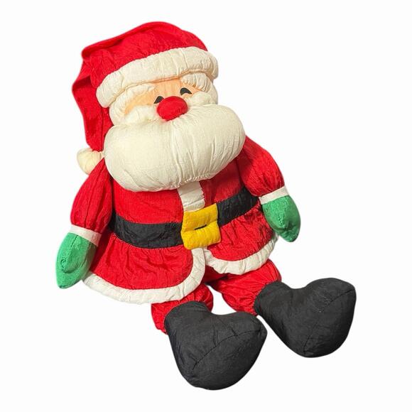 VTG Hallmark Nylon SANTA CLAUS Plush Doll 12” Parachute Style Stuffed Xmas Toy - Picture 7 of 9